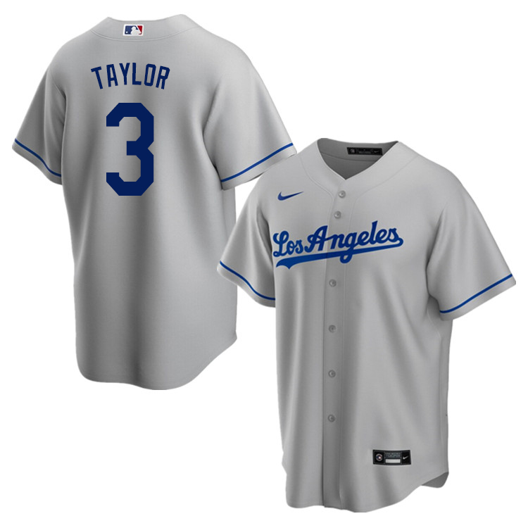 Nike Men #3 Chris Taylor Los Angeles Dodgers Baseball Jerseys Sale-Gray